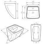 روشویی دیواری مروارید مدل مگا 48