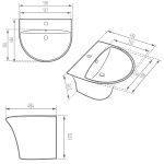 روشویی دیواری مروارید مدل سیلویا 60