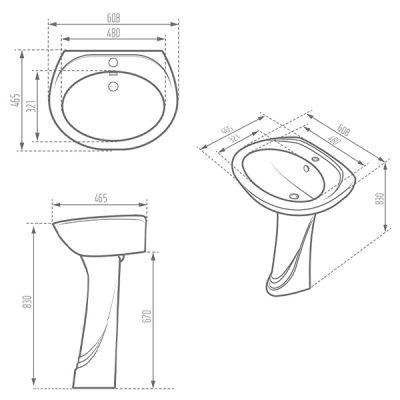 روشویی پایه دار مروارید مدل مرجان 61