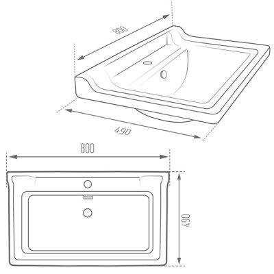 روشویی روکابینتی مروارید مدل تانیا 80