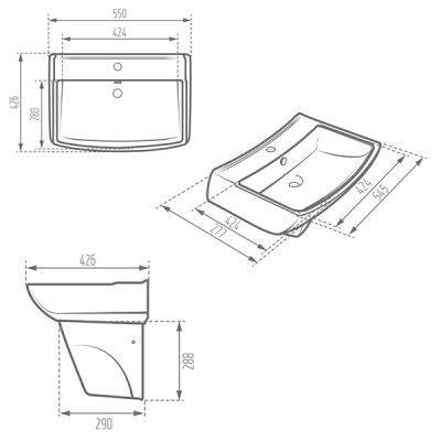 روشویی نیم پایه مروارید مدل کاتیا 55