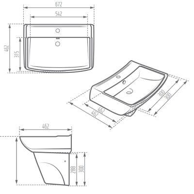 روشویی نیم پایه مروارید مدل کاتیا 68
