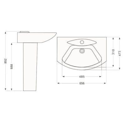 روشویی پایه دار مروارید مدل الگانت 54