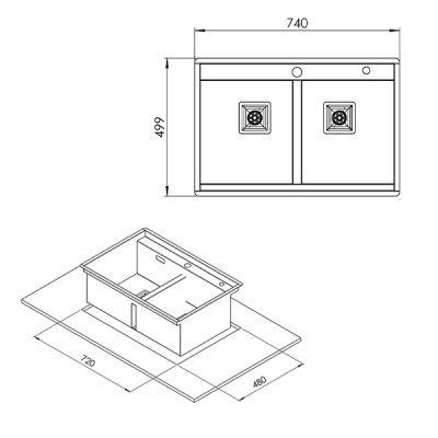 سینک باکسی توکار کن مدل BCN-302-74