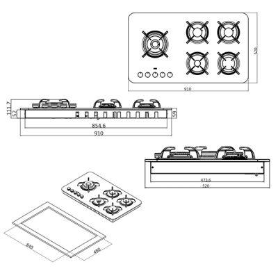 اجاق گاز رومیزی کن مدل پاردیک شعله چپ