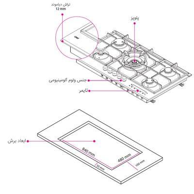 اجاق گاز رومیزی کن مدل GT502