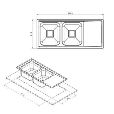 سینک ظرفشویی توکار کن مدل 8102