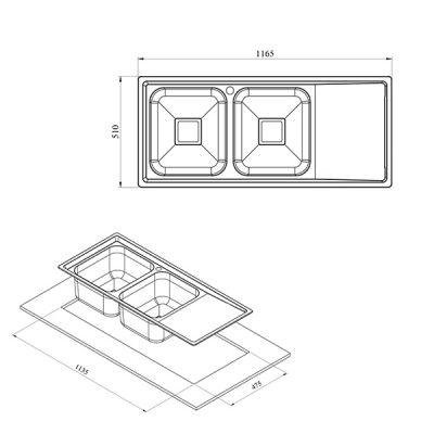 سینک ظرفشویی توکار کن مدل 8112