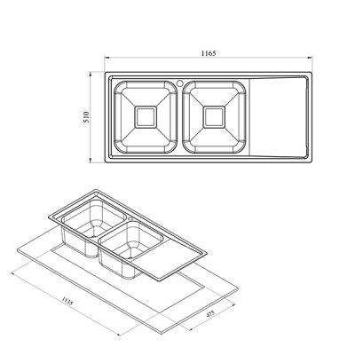 سینک ظرفشویی توکار کن مدل 8122
