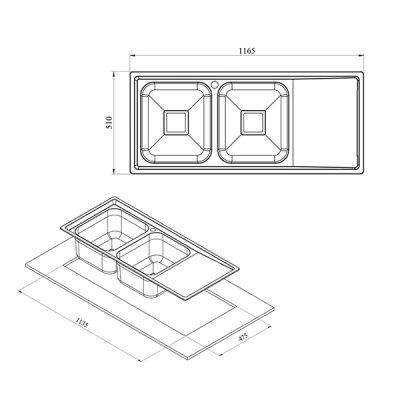 سینک ظرفشویی توکار کن مدل 8152
